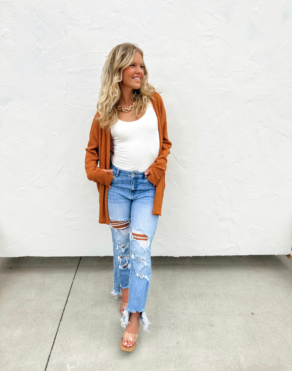 ONE SIZE PLUS ONLY Lola Cardigan in Toasted Almond