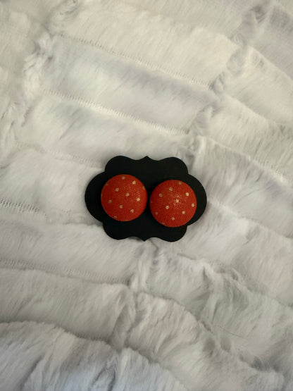 Fall Fabric Cover Button Stud Earrings
