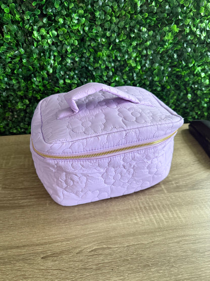 Floral Puff Cosmetic Bag in Purple
