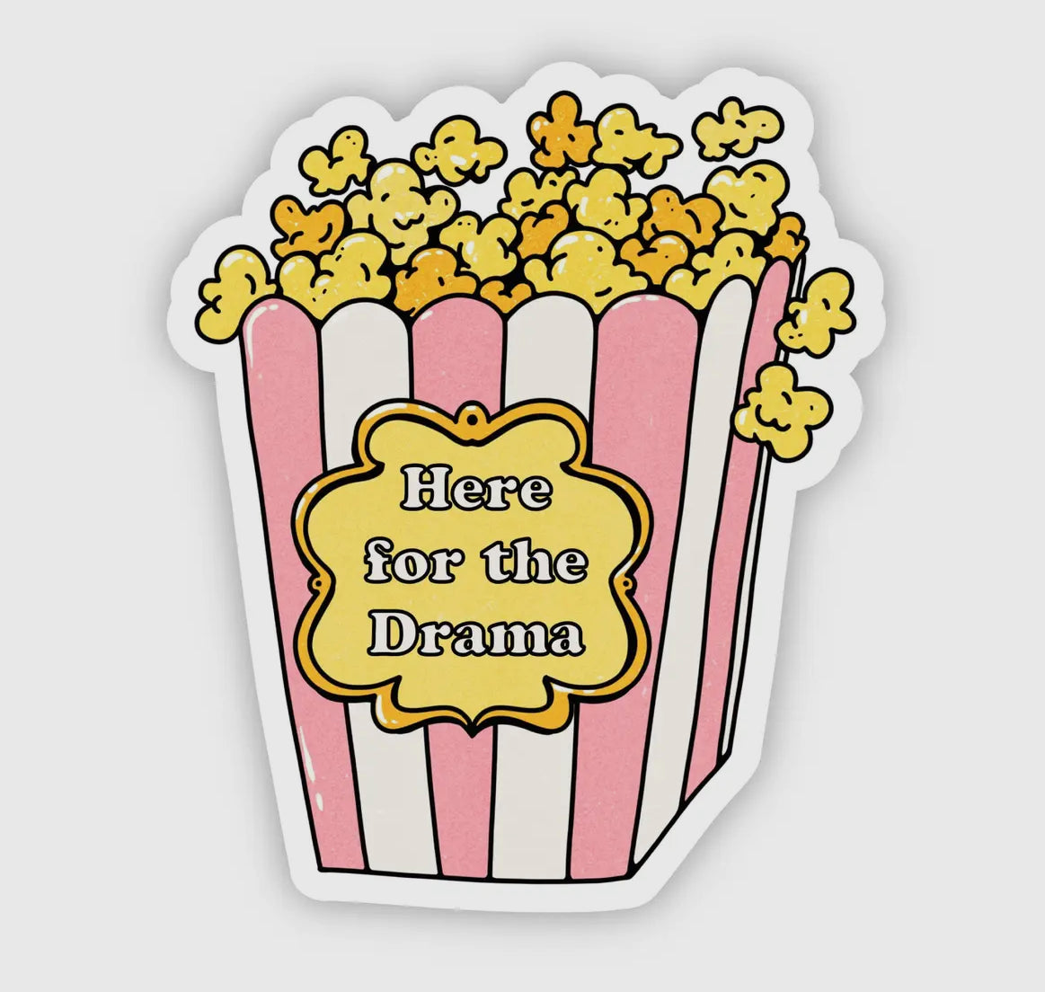 Here For The Drama Popcorn Sticker