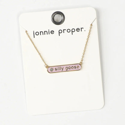 Silly Goose Enamel Gold Necklace