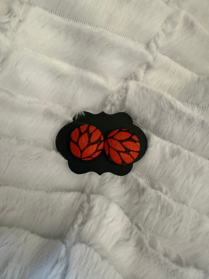 Fall Fabric Cover Button Stud Earrings