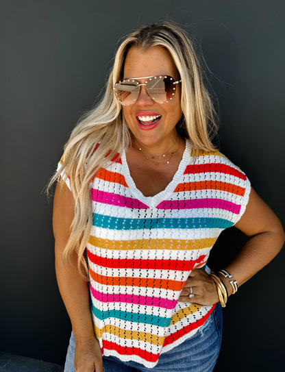 S/M & 1X ONLY Cali Girl Knit Top in white