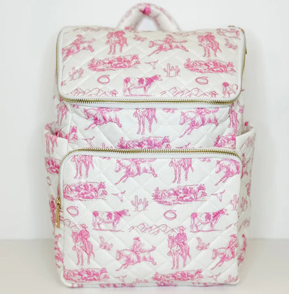 Cowgirl Toile Pattern Backpack