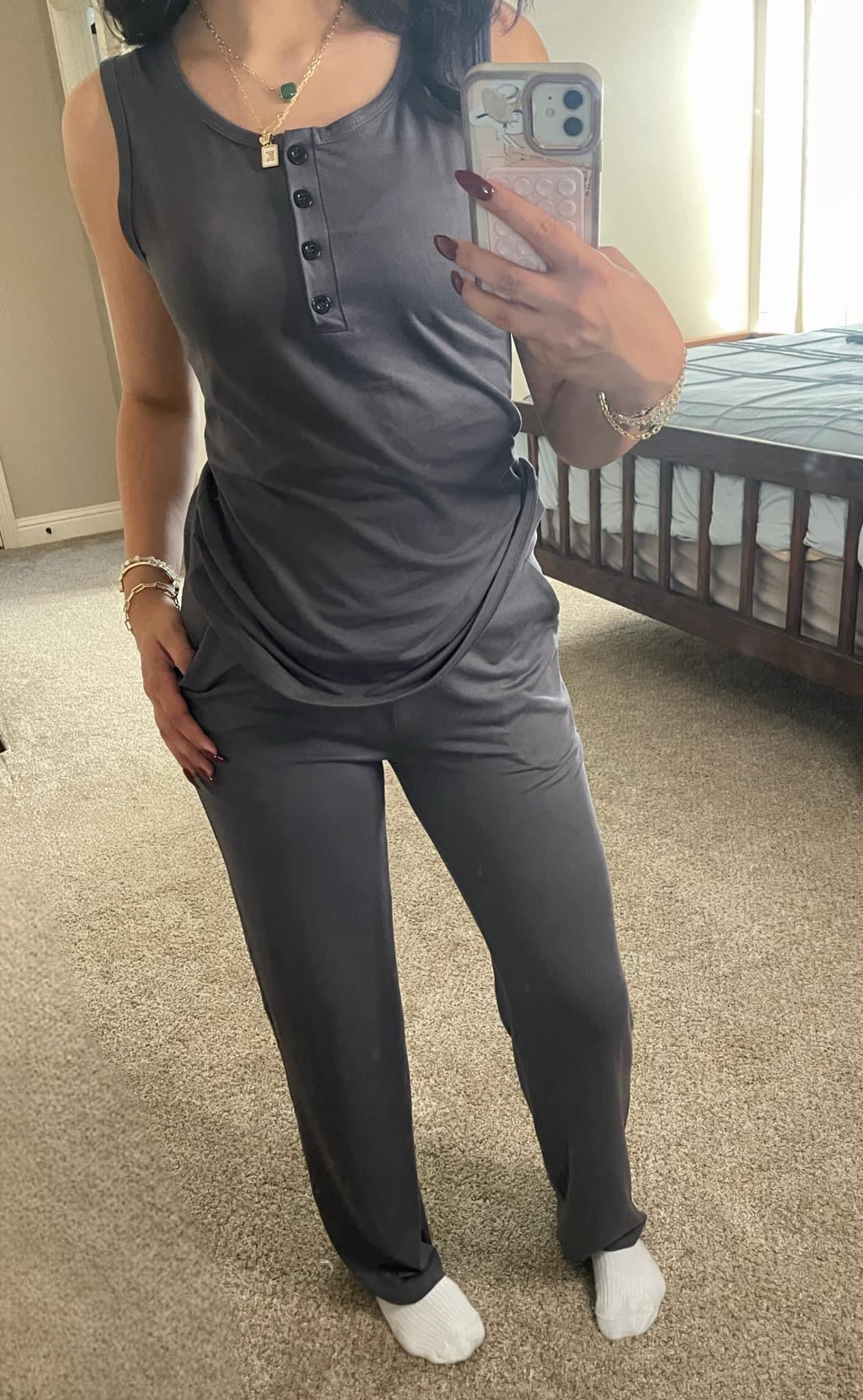Anchored Arrows Cozy Core YOGA PANTS in charcoal