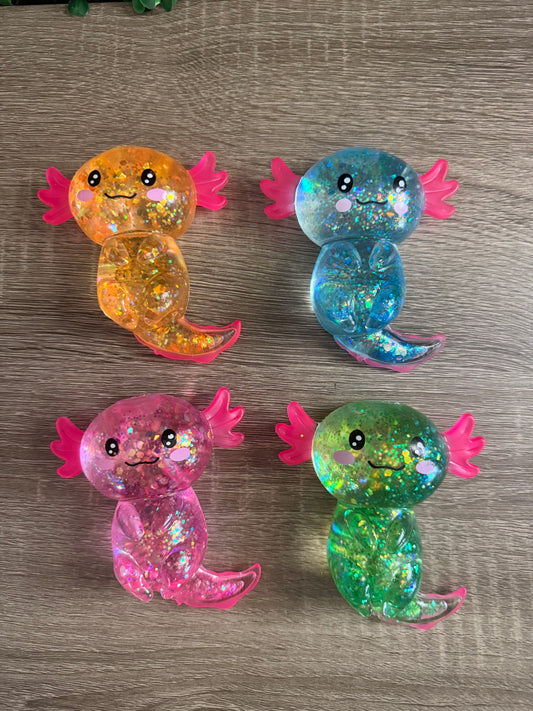 Glitter Axolotl Squish Toy - multiple colors