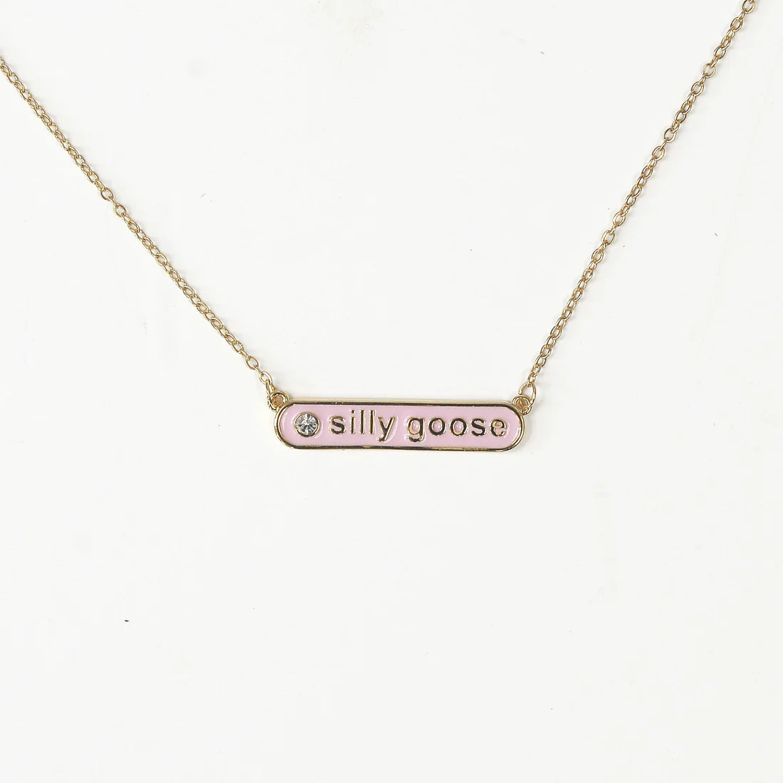 Silly Goose Enamel Gold Necklace