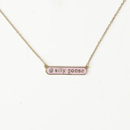 Silly Goose Enamel Gold Necklace
