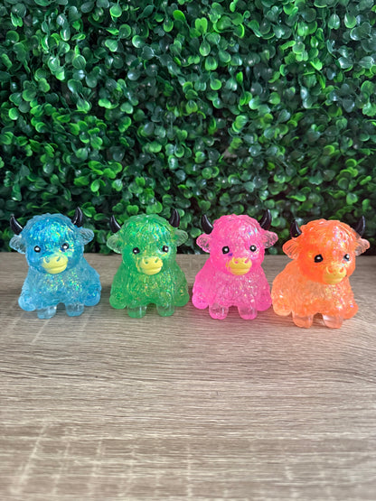 Glitter Highland Cows Squish Toy - multiple colors