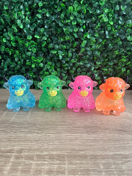 Glitter Highland Cows Squish Toy - multiple colors