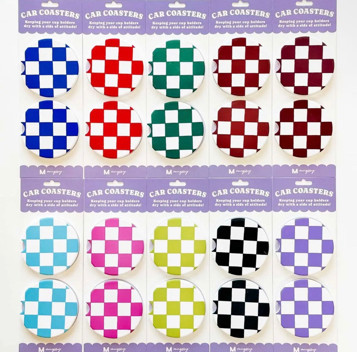 Black Checkered Car Coasters