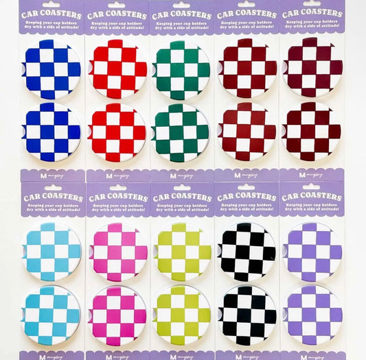 Black Checkered Car Coasters