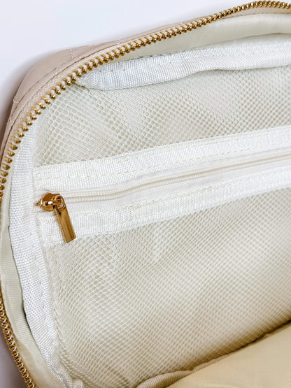 Floral Puff Cosmetic Bag in Purple