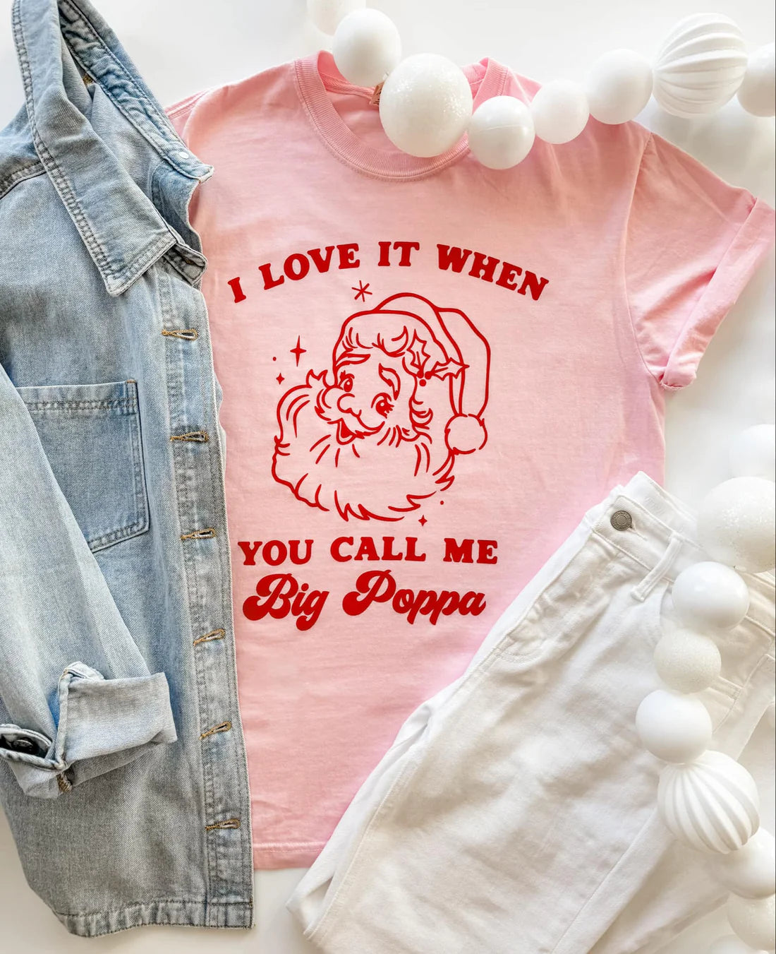 MADE TO ORDER: I Love It When You Call Me Big Poppa Graphic Tee in pink