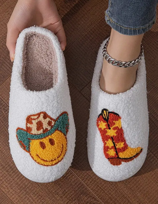 Western Smile Plush Slippers