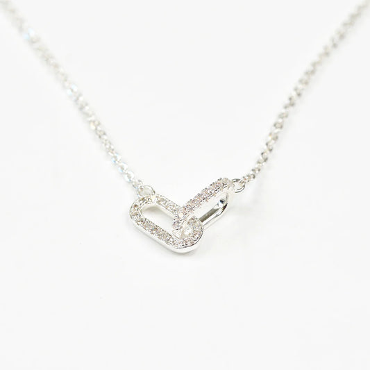 Diamond Linked Necklace in Silver