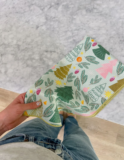 Sparkling Evergreen Bloom Kitchen Towel