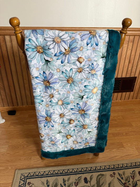 SMALL Minky Blanket Crazy 4 Daisies & Mallard Hide