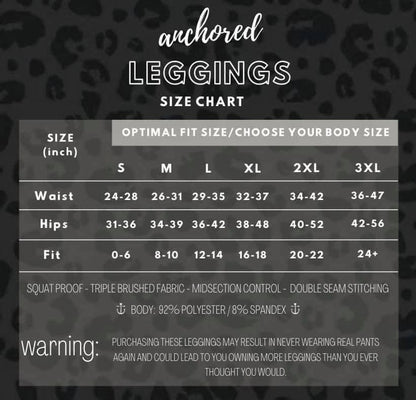 PRE-ORDER Anchored Arrows Fleece Lined Leggings in Black - NO POCKETS