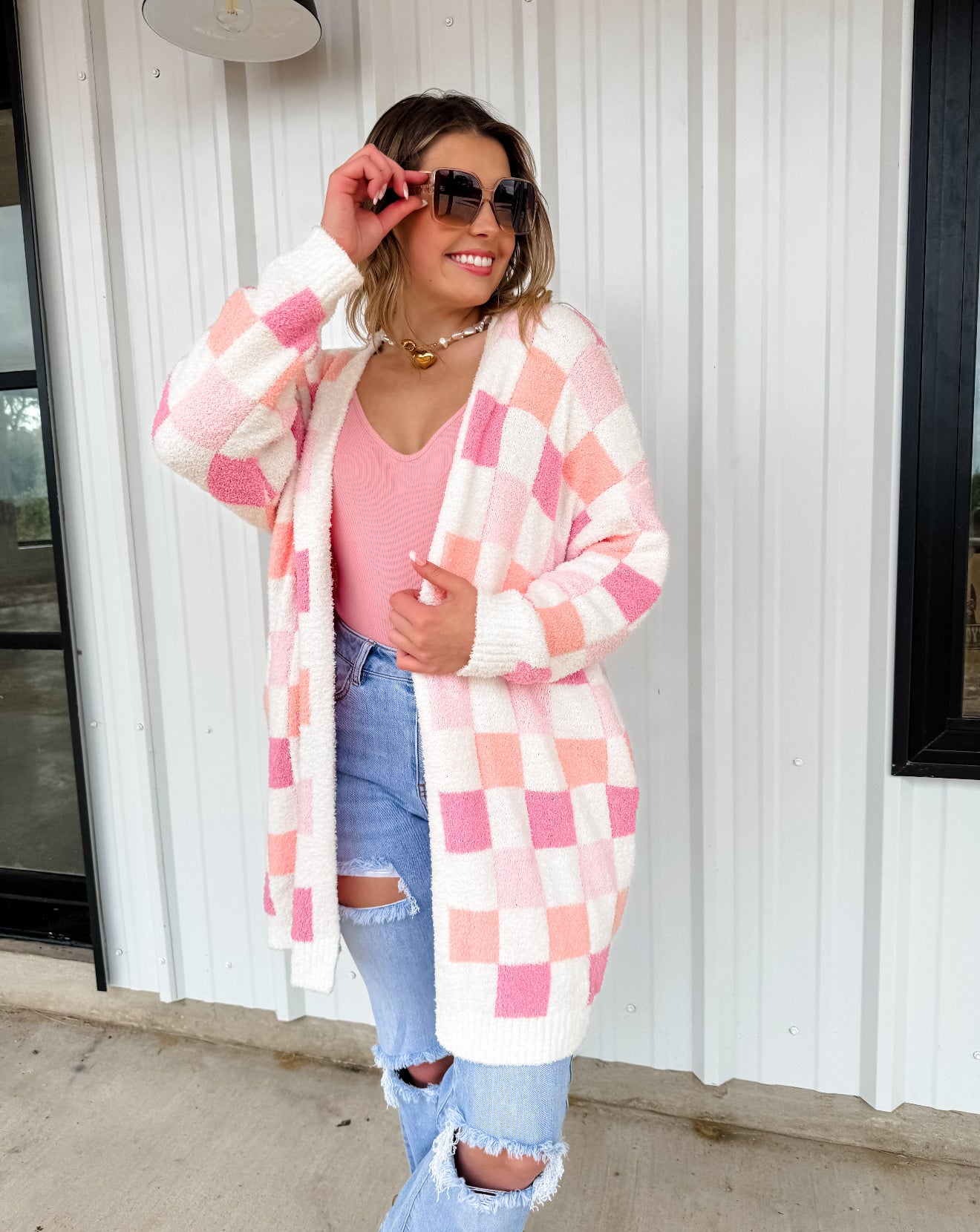 Easter Cloud Cardigan in checker