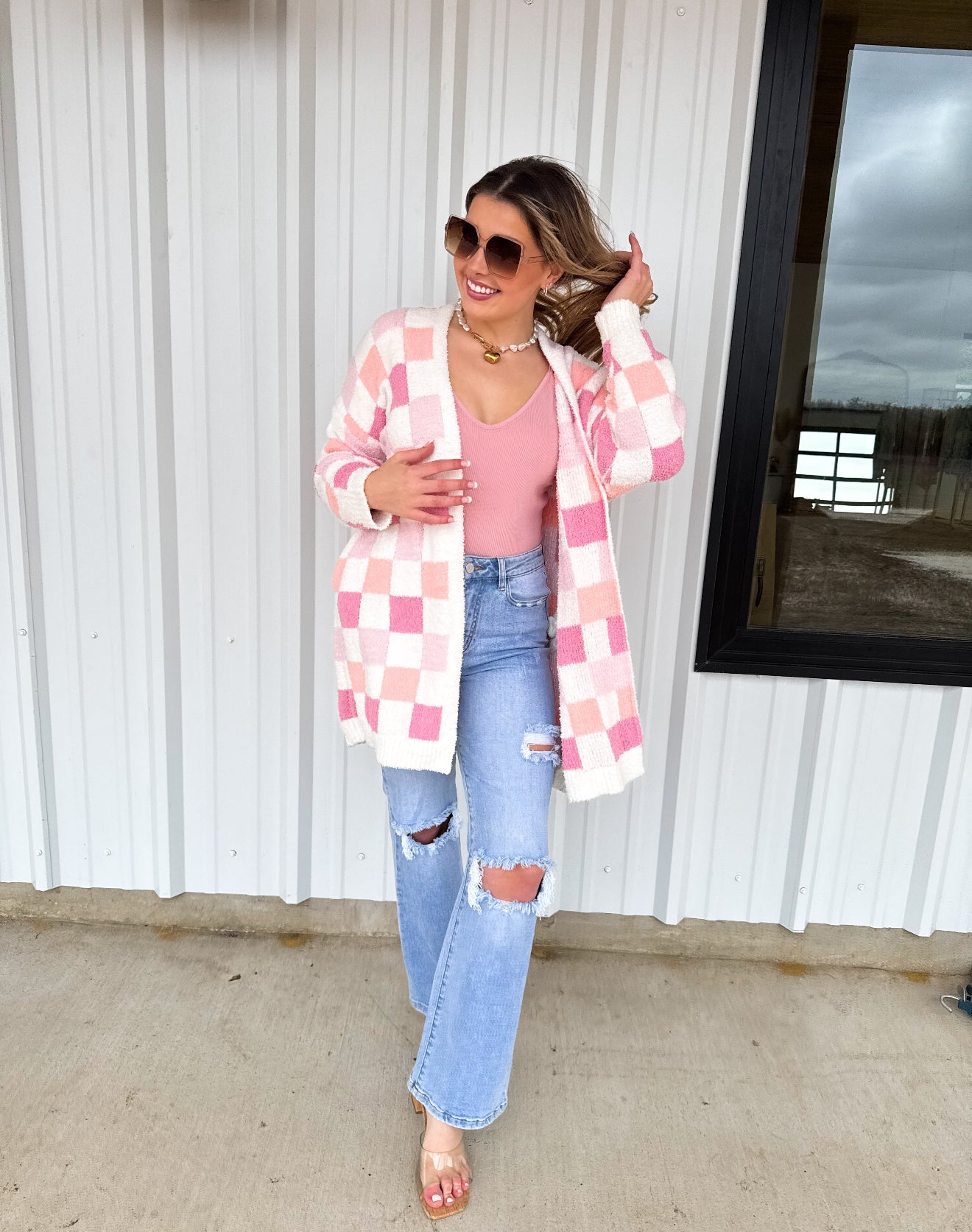 Easter Cloud Cardigan in checker