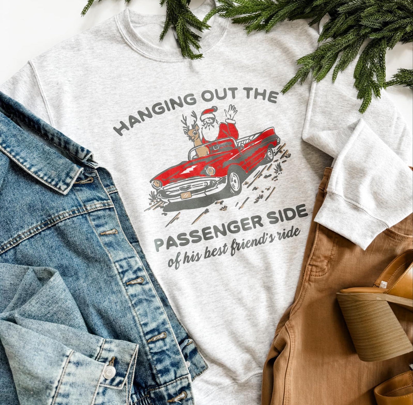 MADE TO ORDER: Passenger Side Graphic Sweatshirt in Ash
