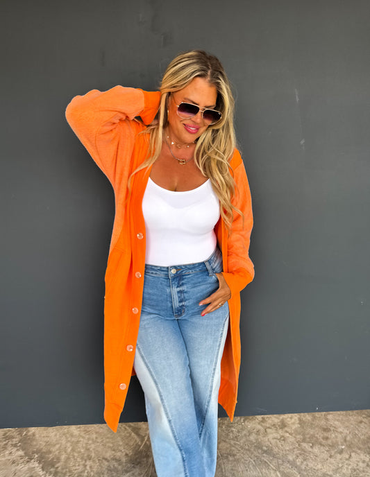 Desi Sweatshirt Cardigan in Orange