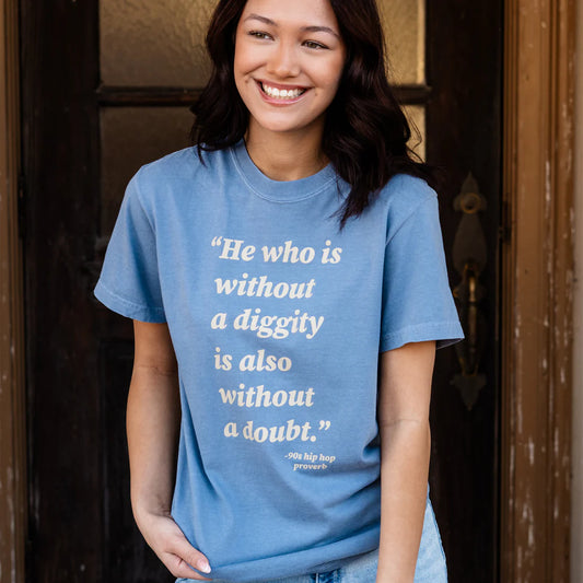 PRE-ORDER He Who Is Without Diggity Graphic Tee in Denim