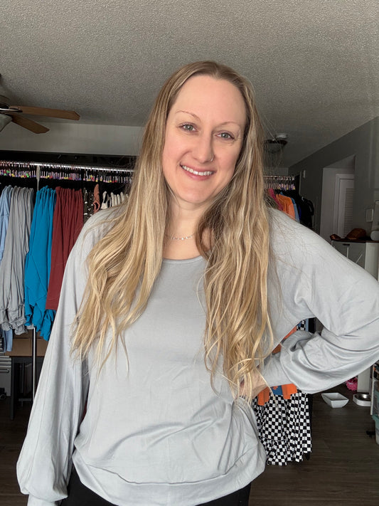 Watch Your Back Long Sleeve Top in Silver