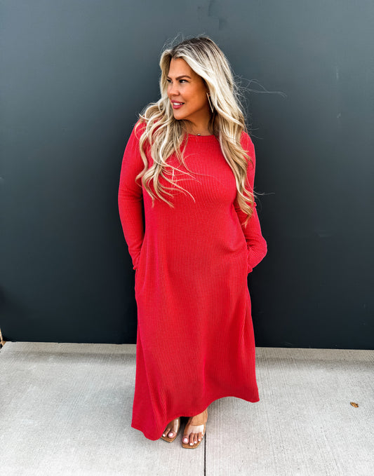 PRE-ORDER Hold That Thought Ribbed Dress