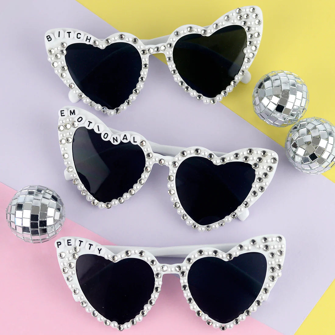 Bitch Hand Jeweled Heart Sunglasses