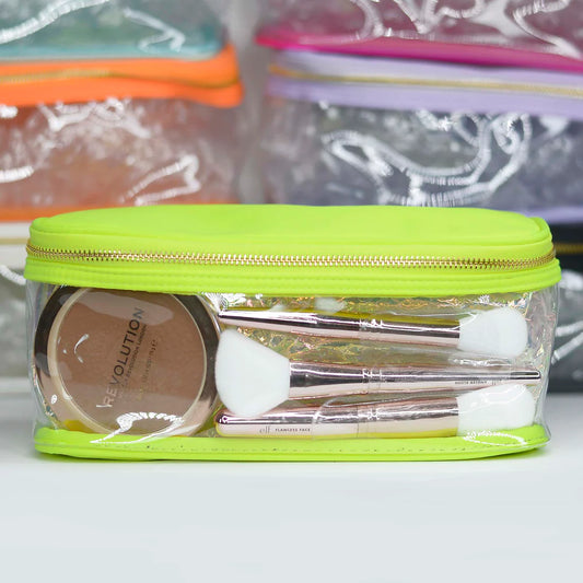 Rectangular Makeup Bag in Neon Yellow