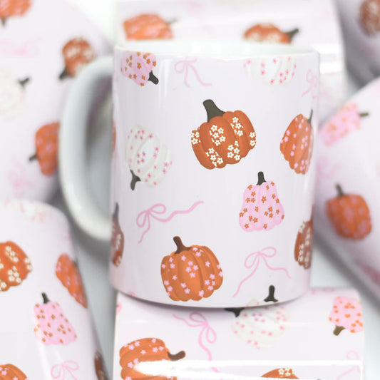 Floral Pumpkin Coffee Mug