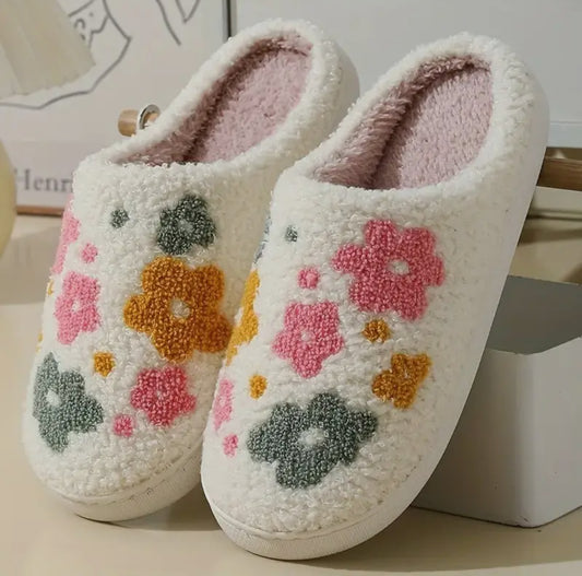 Floral Plush Slippers