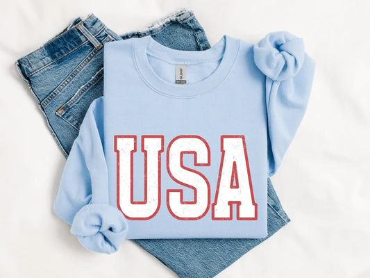 PRE-ORDER USA Vintage Patriotic Graphic Sweatshirt in blue