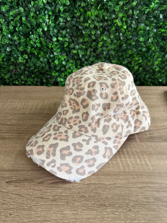 Natural Leopard Print Hat