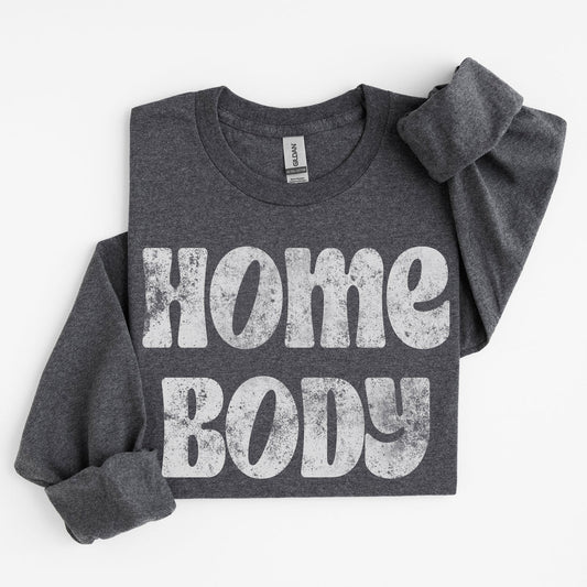 MADE TO ORDER: Homebody Graphic Sweatshirt in Dark Grey Heather
