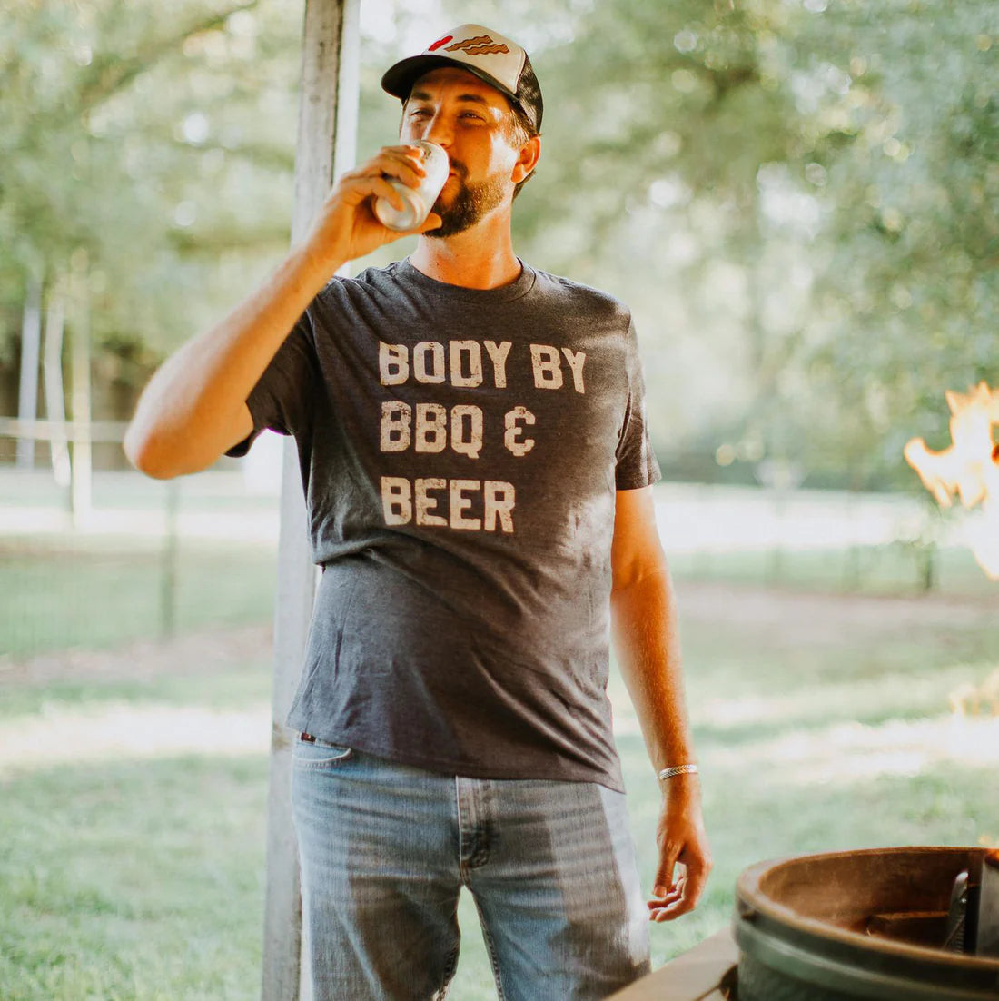 PRE-ORDER Body By BBQ & Beer Graphic Tee in Navy