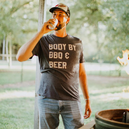 PRE-ORDER Body By BBQ & Beer Graphic Tee in Navy