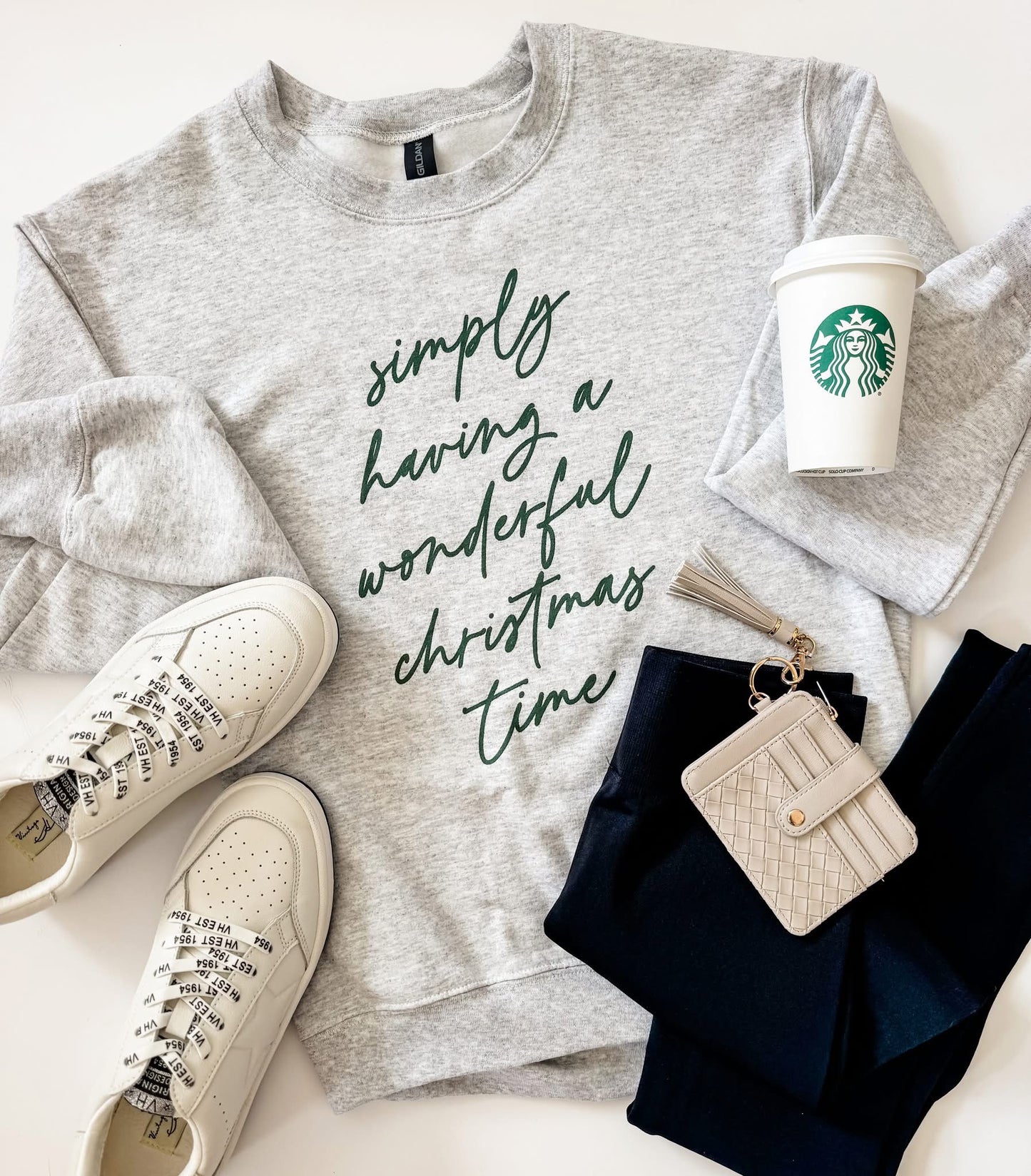 MADE TO ORDER: Simply Having a Wonderful Christmas Time Graphic Sweatshirt in Ash