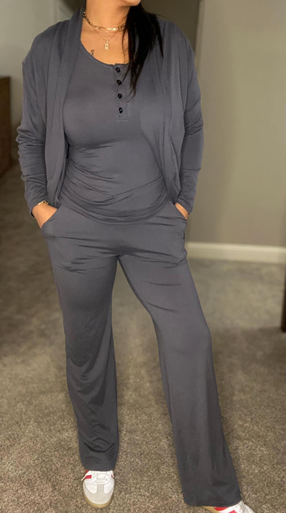 Anchored Arrows Cozy Core CARDIGAN in charcoal