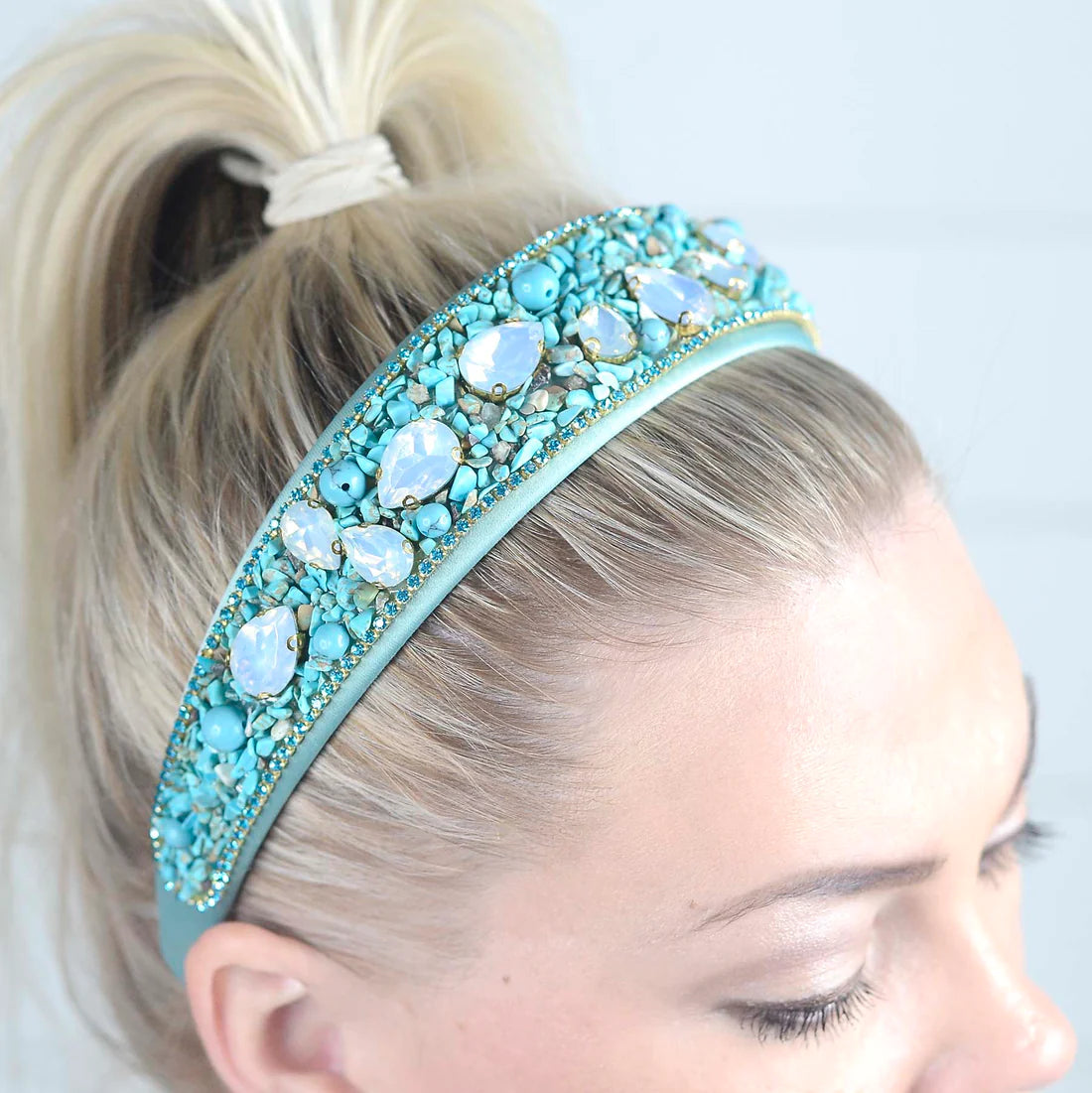Beaded Headband in Turquoise