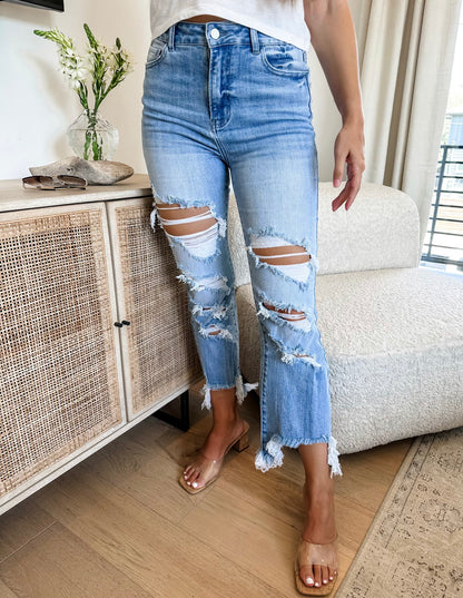 PRE-ORDER Size 11 ONLY Urban Distressed Crop Jeans - Blakeley Denim