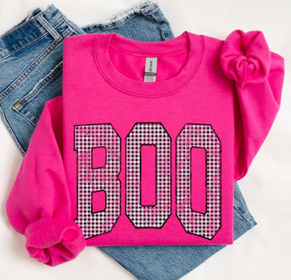 PRE-ORDER Gingham Boo Varsity Graphic Sweatshirt
