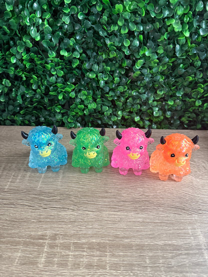 Glitter Highland Cows Squish Toy - multiple colors