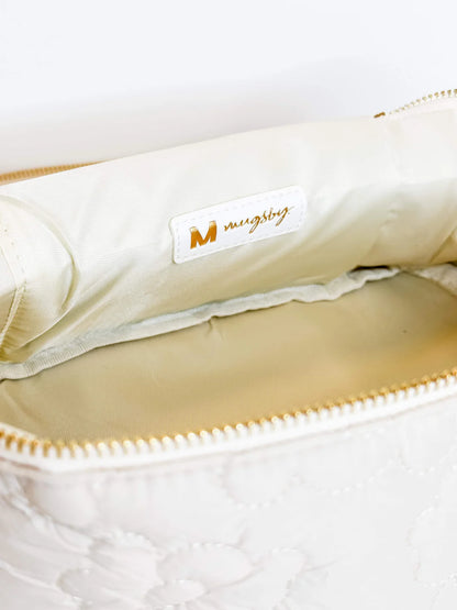 Floral Puff Cosmetic Bag in Purple