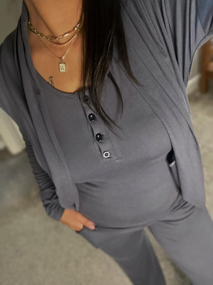 Anchored Arrows Cozy Core CARDIGAN in charcoal