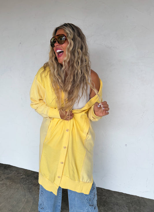 Spring Desi Sweatshirt Cardigan in Yellow