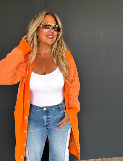 Desi Sweatshirt Cardigan in Orange