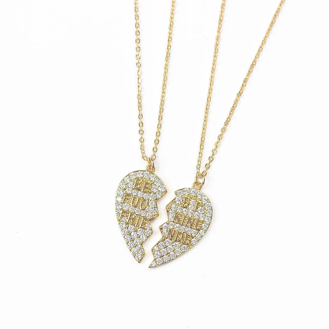 Best Fucking Friends Pave & Gold Necklace Set